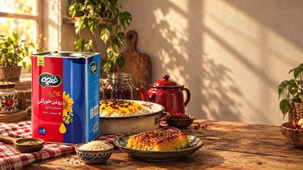 روغن غنچه رویال کنار غذاهای ایرانی